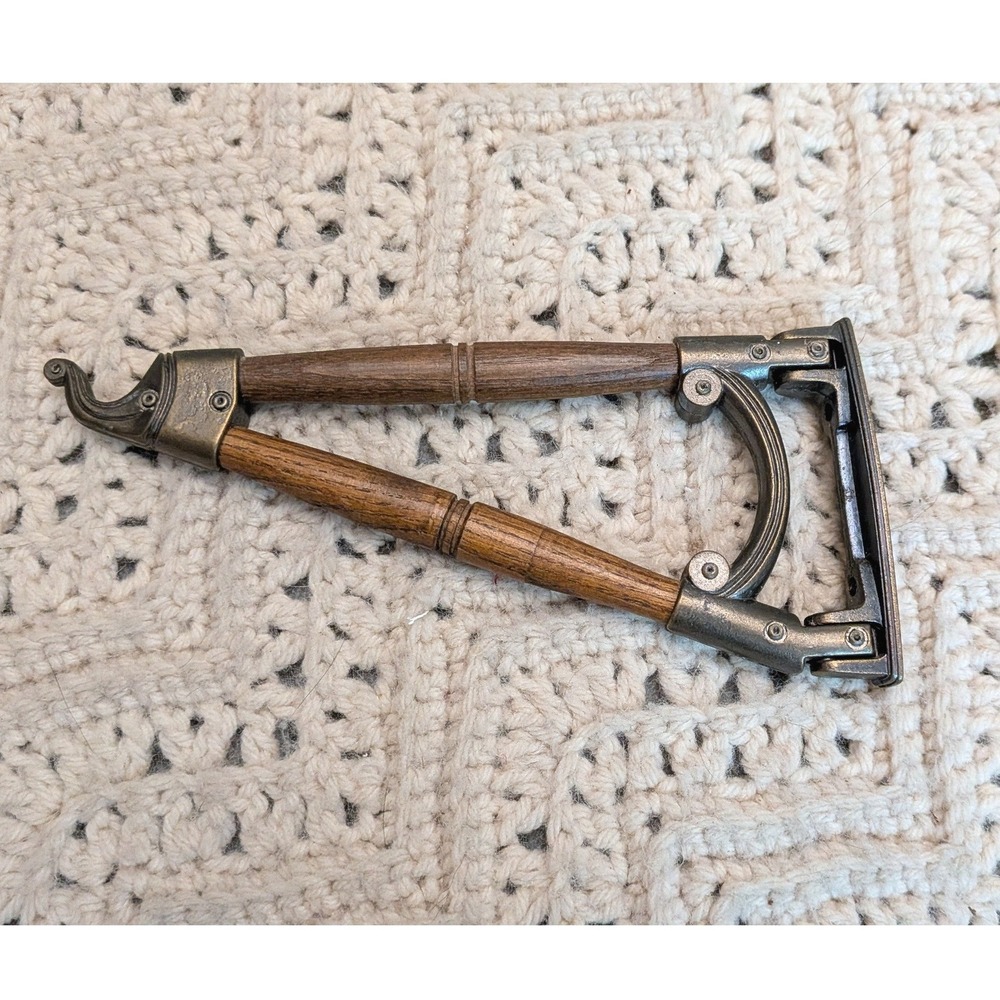 Vintage Rotating Wall Hook Swing Arm Wood and Metal Bronze Tone Swivel Hanger